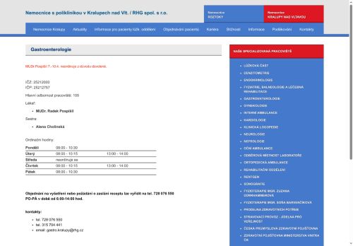 Zobrazit webové stránky Gastroenterologie - MUDr. Radek Pospíšil