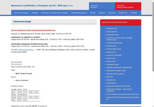 Zobrazit webové stránky Gastroenterologie - MUDr. Radek Pospíšil