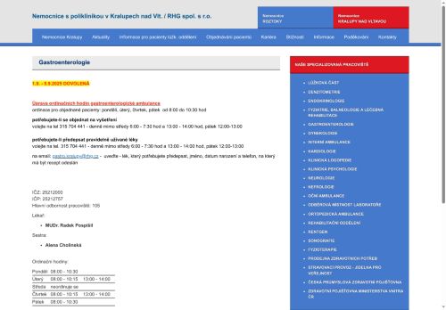 Zobrazit webové stránky Gastroenterologie - MUDr. Radek Pospíšil