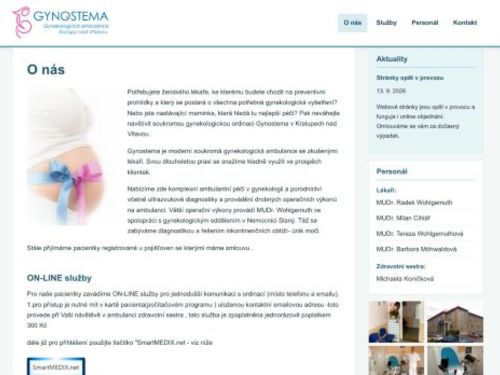 Gynekologie GYNOSTEMA - MUDr. Radek Wohlgemuth, MUDr. Milan Cihlář, MUDr.Tereza Wohlgemuthová