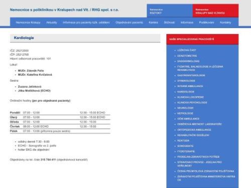 Kardiologie - MUDr. Zdeněk Felix, MUDr. Kateřina Kvíčalová