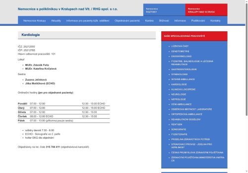 Zobrazit webové stránky Kardiologie - MUDr. Zdeněk Felix, MUDr. Kateřina Kvíčalová