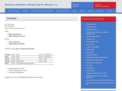 Kardiologie - MUDr. Zdeněk Felix, MUDr. Kateřina Kvíčalová