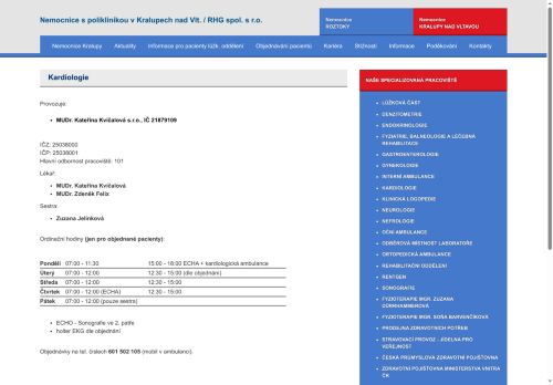 Zobrazit webové stránky Kardiologie - MUDr. Zdeněk Felix, MUDr. Kateřina Kvíčalová