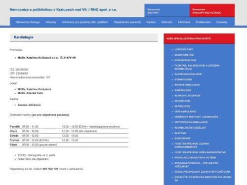 Kardiologie - MUDr. Zdeněk Felix, MUDr. Kateřina Kvíčalová