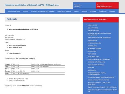 Kardiologie - MUDr. Zdeněk Felix, MUDr. Kateřina Kvíčalová