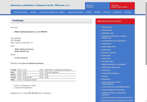 Zobrazit webové stránky Kardiologie - MUDr. Zdeněk Felix, MUDr. Kateřina Kvíčalová