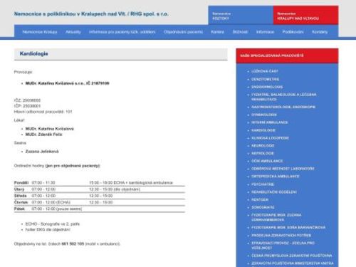 Kardiologie - MUDr. Zdeněk Felix, MUDr. Kateřina Kvíčalová