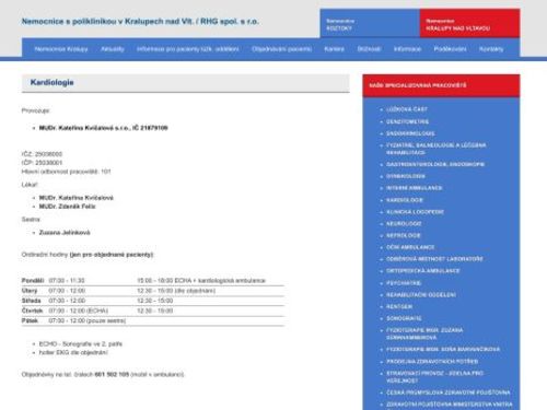 Kardiologie - MUDr. Zdeněk Felix, MUDr. Kateřina Kvíčalová
