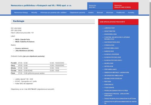 Zobrazit webové stránky Kardiologie - MUDr. Zdeněk Felix, MUDr. Kateřina Kvíčalová