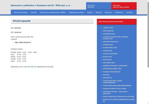 Zobrazit webové stránky Klinická logopedie - Mgr. Radka Šnýdrová