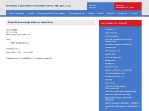 Léčebná rehabilitace, fyziatrie, balneologie - MUDr. Jana Svatoňová