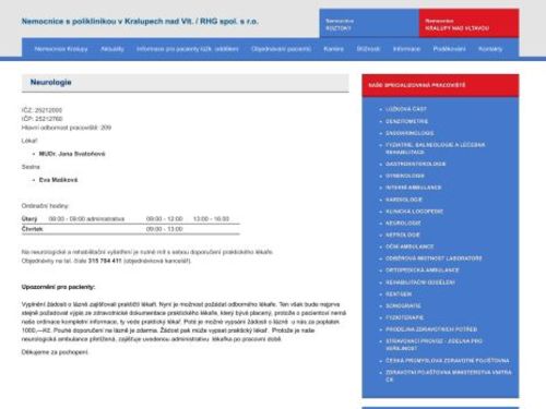 Neurologie - MUDr. Jana Svatoňová