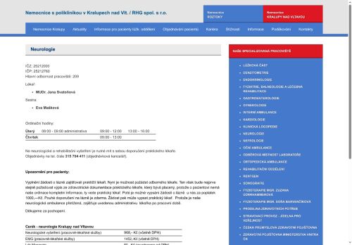 Zobrazit webové stránky Neurologie - MUDr. Jana Svatoňová