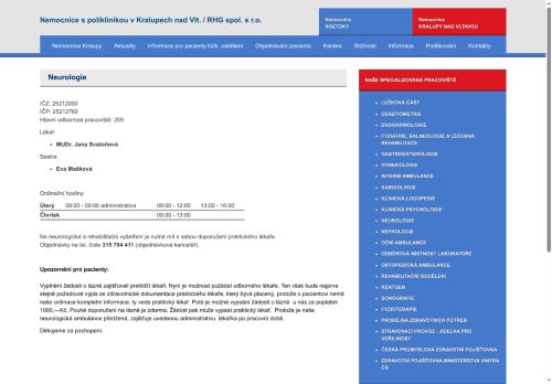 Zobrazit webové stránky Neurologie - MUDr. Jana Svatoňová
