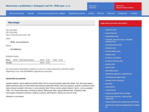 Neurologie - MUDr. Jana Svatoňová