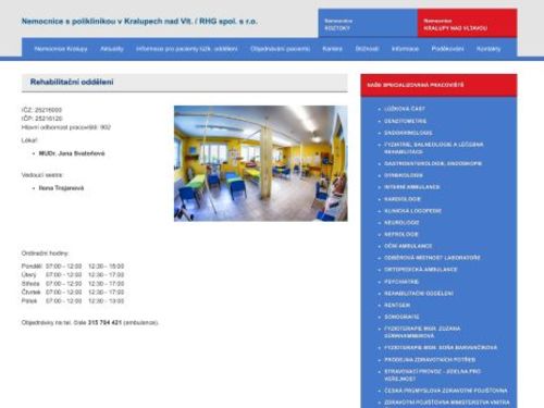 Rehabilitační oddělení - MUDr. Jana Svatoňová