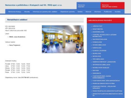 Rehabilitační oddělení - MUDr. Jana Svatoňová