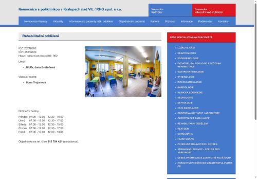 Zobrazit webové stránky Rehabilitační oddělení - MUDr. Jana Svatoňová