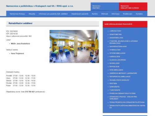 Rehabilitační oddělení - MUDr. Jana Svatoňová