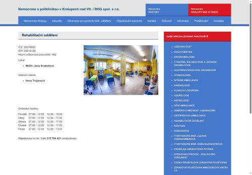 Zobrazit webové stránky Rehabilitační oddělení - MUDr. Jana Svatoňová