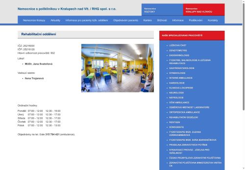 Zobrazit webové stránky Rehabilitační oddělení - MUDr. Jana Svatoňová