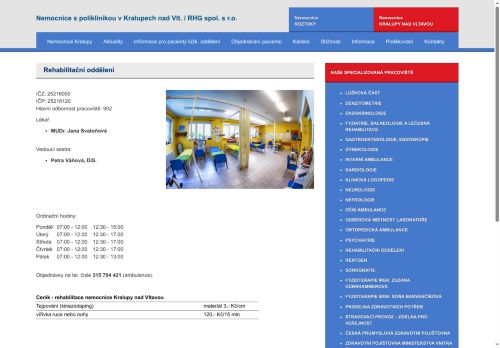 Zobrazit webové stránky Rehabilitační oddělení - MUDr. Jana Svatoňová