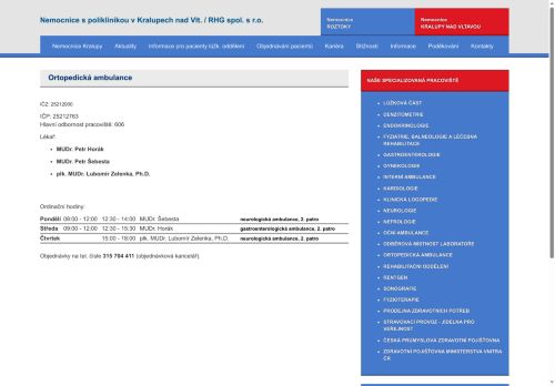 Zobrazit webové stránky Ortopedická ambulance - MUDr. Petr Horák, MUDr. Petr Šebesta