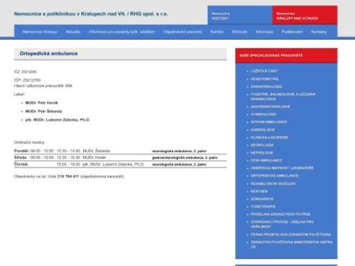 Ortopedická ambulance - MUDr. Petr Horák, MUDr. Petr Šebesta