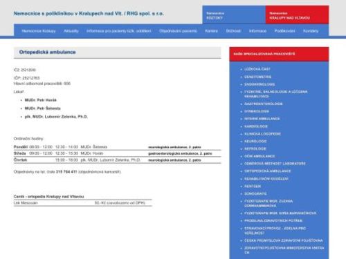 Ortopedická ambulance - MUDr. Petr Horák, MUDr. Petr Šebesta