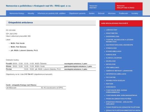 Ortopedická ambulance - MUDr. Petr Horák, MUDr. Petr Šebesta