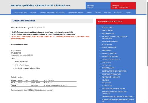 Zobrazit webové stránky Ortopedická ambulance - MUDr. Petr Horák, MUDr. Petr Šebesta