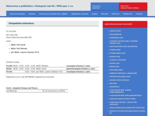 Ortopedická ambulance - MUDr. Petr Horák, MUDr. Petr Šebesta