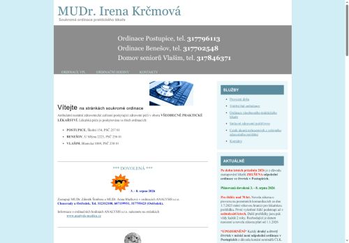 Zobrazit webové stránky Praktický lékař pro dospělé - MUDr. Irena Krčmová