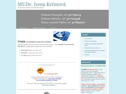 Praktický lékař pro dospělé - MUDr. Irena Krčmová