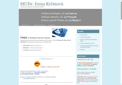 Zobrazit webové stránky Praktický lékař pro dospělé - MUDr. Irena Krčmová
