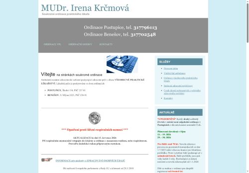 Zobrazit webové stránky Praktický lékař pro dospělé - MUDr. Irena Krčmová