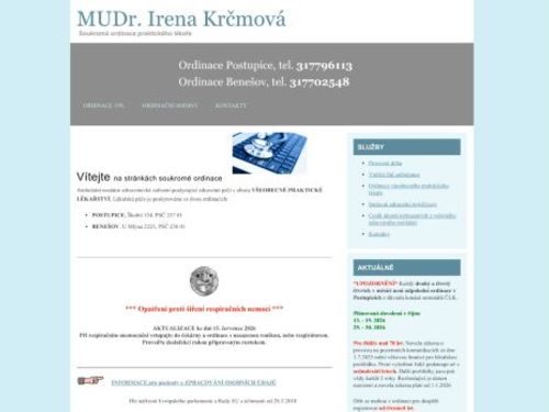 Praktický lékař pro dospělé - MUDr. Irena Krčmová
