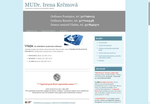Zobrazit webové stránky Praktický lékař pro dospělé - MUDr. Irena Krčmová