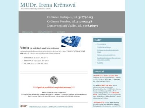 Praktický lékař pro dospělé - MUDr. Irena Krčmová