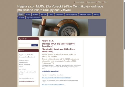 Zobrazit webové stránky Praktický lékař pro dospělé Hygeia s.r.o. - MUDr. Zita Vosecká