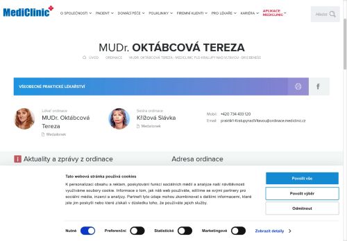 Zobrazit webové stránky Praktický lékař pro dospělé MediClinic - MUDr. Tereza Oktábcová