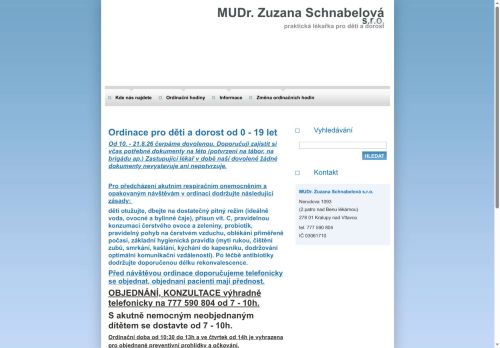 Zobrazit webové stránky Praktický lékař pro děti a dorost - MUDr. Zuzana Schnabelová