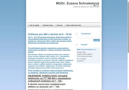 Zobrazit webové stránky Praktický lékař pro děti a dorost - MUDr. Zuzana Schnabelová