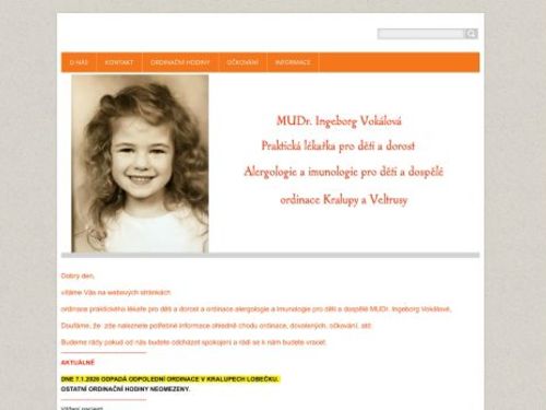 Praktický lékař pro děti a dorost a alergologie a imunologie pro děti a dospělé - MUDr. Ingeborg Vokálová