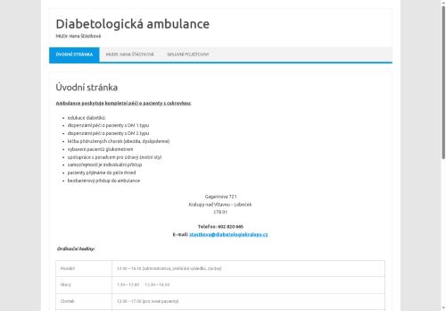 Zobrazit webové stránky Diabetologická ambulance - MUDr. Hana Šťástková