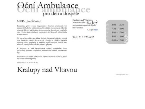 Oční ambulance - MUDr. Jan Šťastný