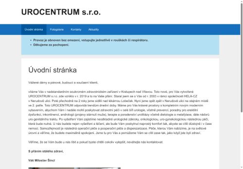 Zobrazit webové stránky Urologická ambulance - UROCENTRUM s.r.o. - MUDr. Miloslav Šincl