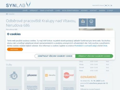 SYNLAB - odběrové pracoviště Kralupy nad Vltavou (ul. Nerudova)