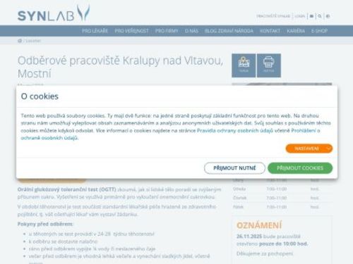 SYNLAB - odběrové pracoviště Kralupy nad Vltavou (ul. Mostní)
